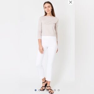 Women’s Ann Mashburn timeless quiet luxury Faye flare cropped pants sz XS white